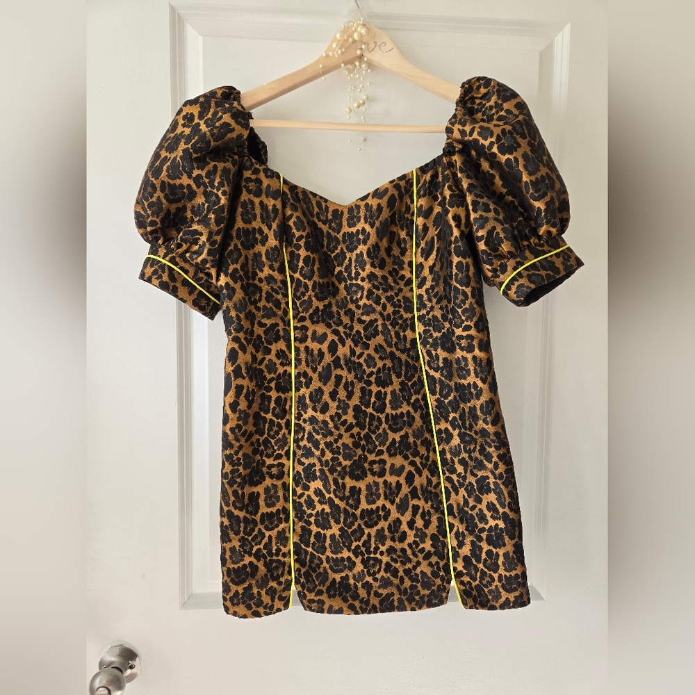 For Love and Lemons Jett Leopard Fitted Mini Dress